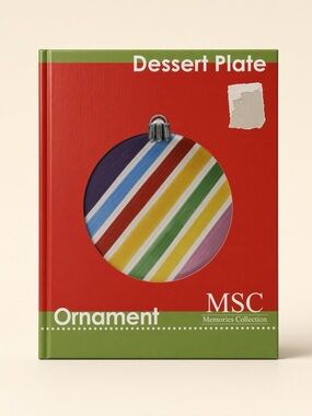 MSC Mainstreet Collection Christmas Striped Dessert Plate Multicolor Holiday